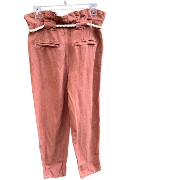NWOT Veronica Beard Karter Linen Blend Paperbag Waist Pants Moca Brick Size 4 - Picture 3 of 9